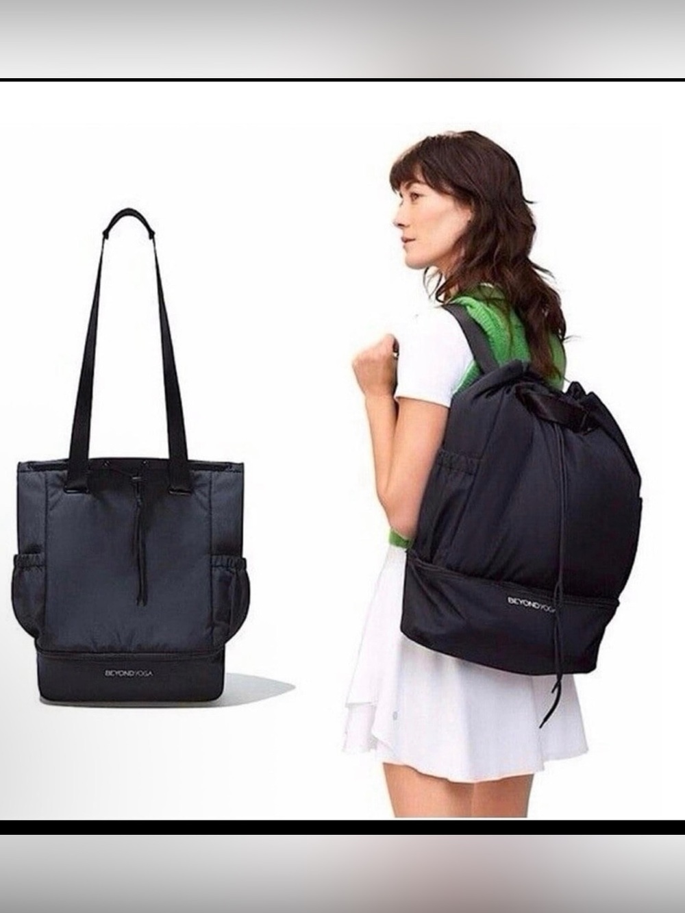 Beyond Yoga Black Convertible Tote-to-Backpack